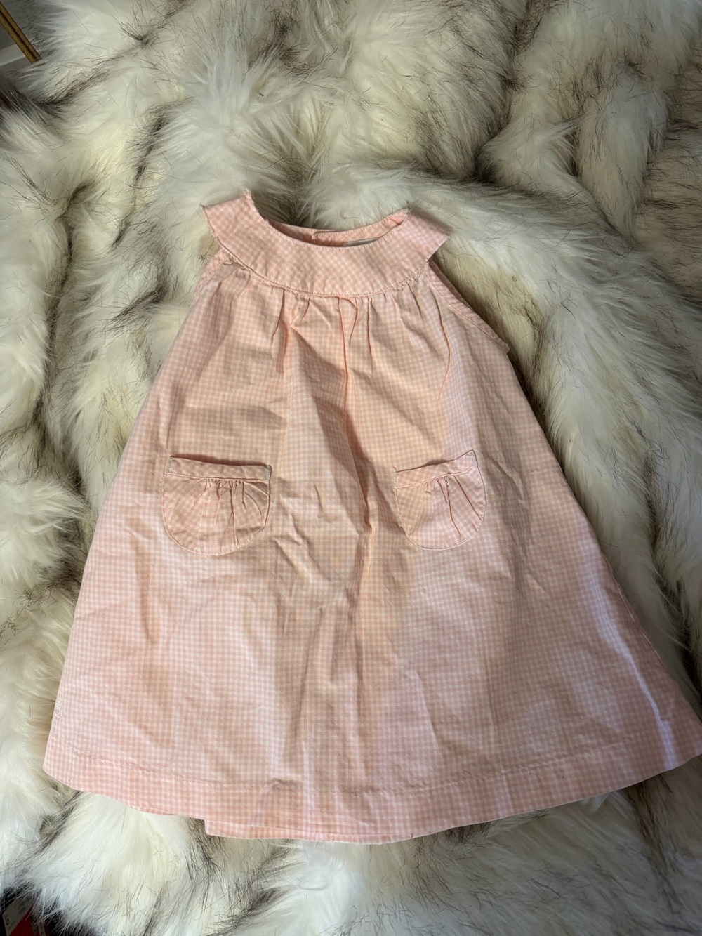 Ralph Lauren Peach Gingham Sleeveless Shift Dress